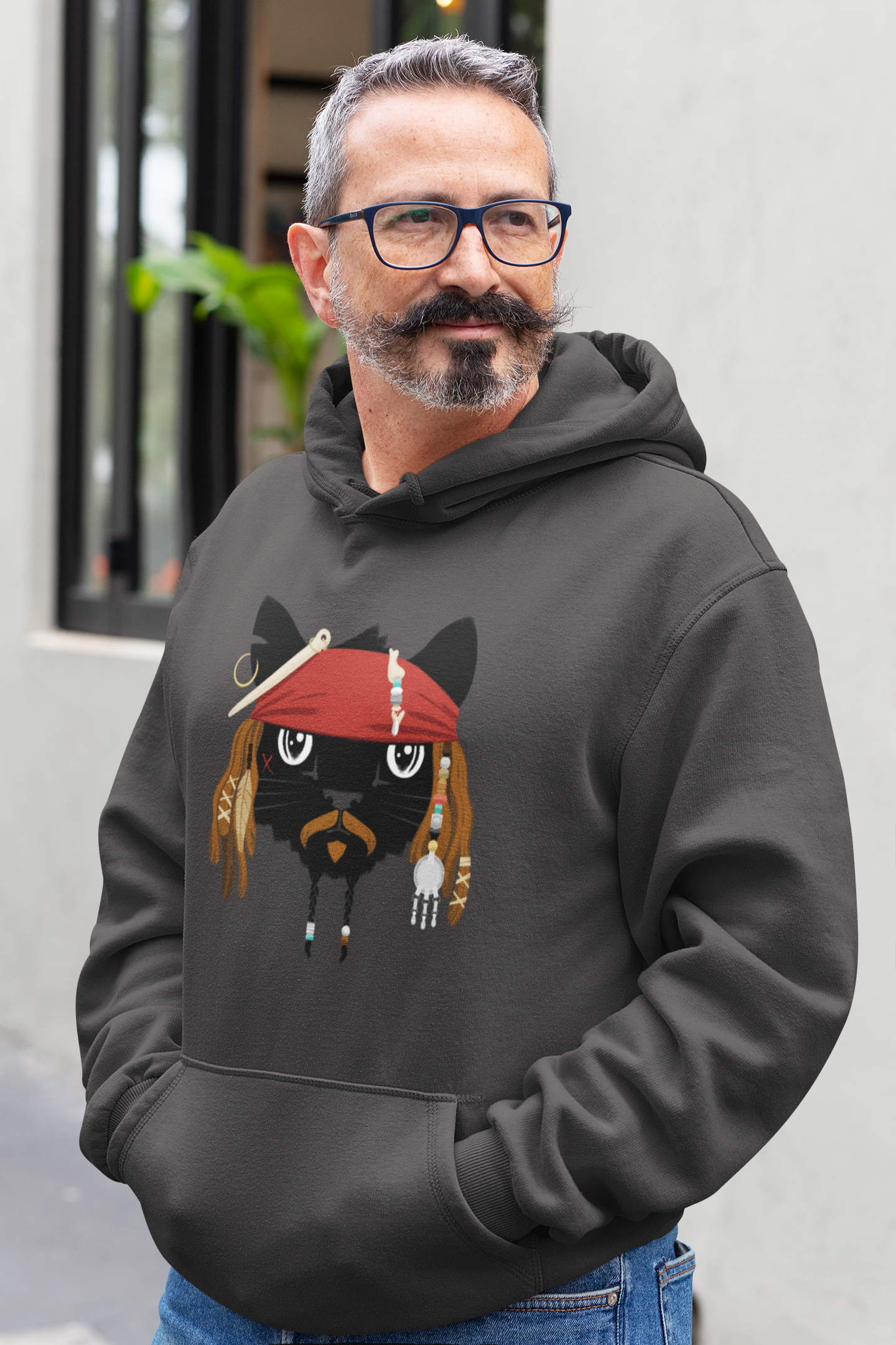 Pirate Cat Men's Hooded Sweatshirt