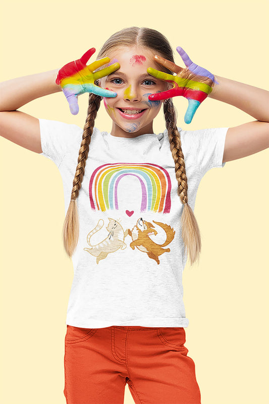 Rainbow Dog & Cat Kid's Heavy Cotton Tee