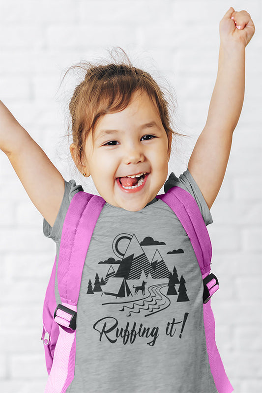 Cozy Camp Vibes: Ruffing It Kids' Graphic Tee!