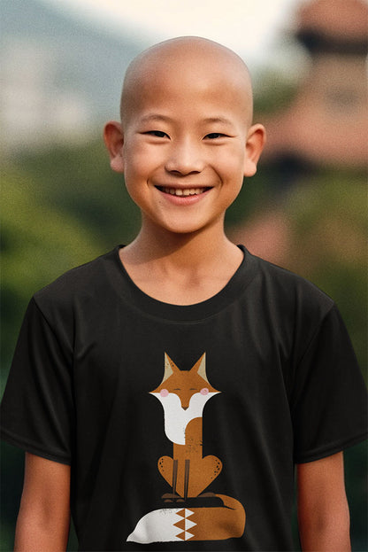 Sitting Fox Kids' Cotton Tee – Cozy, Cute & Adventure-Ready!