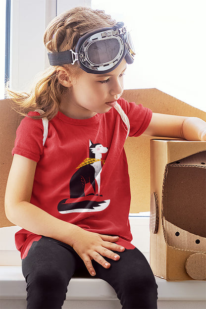 Sitting Husky Kid's Heavy Cotton Tee