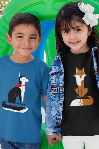 Sitting Husky Kid's Heavy Cotton Tee