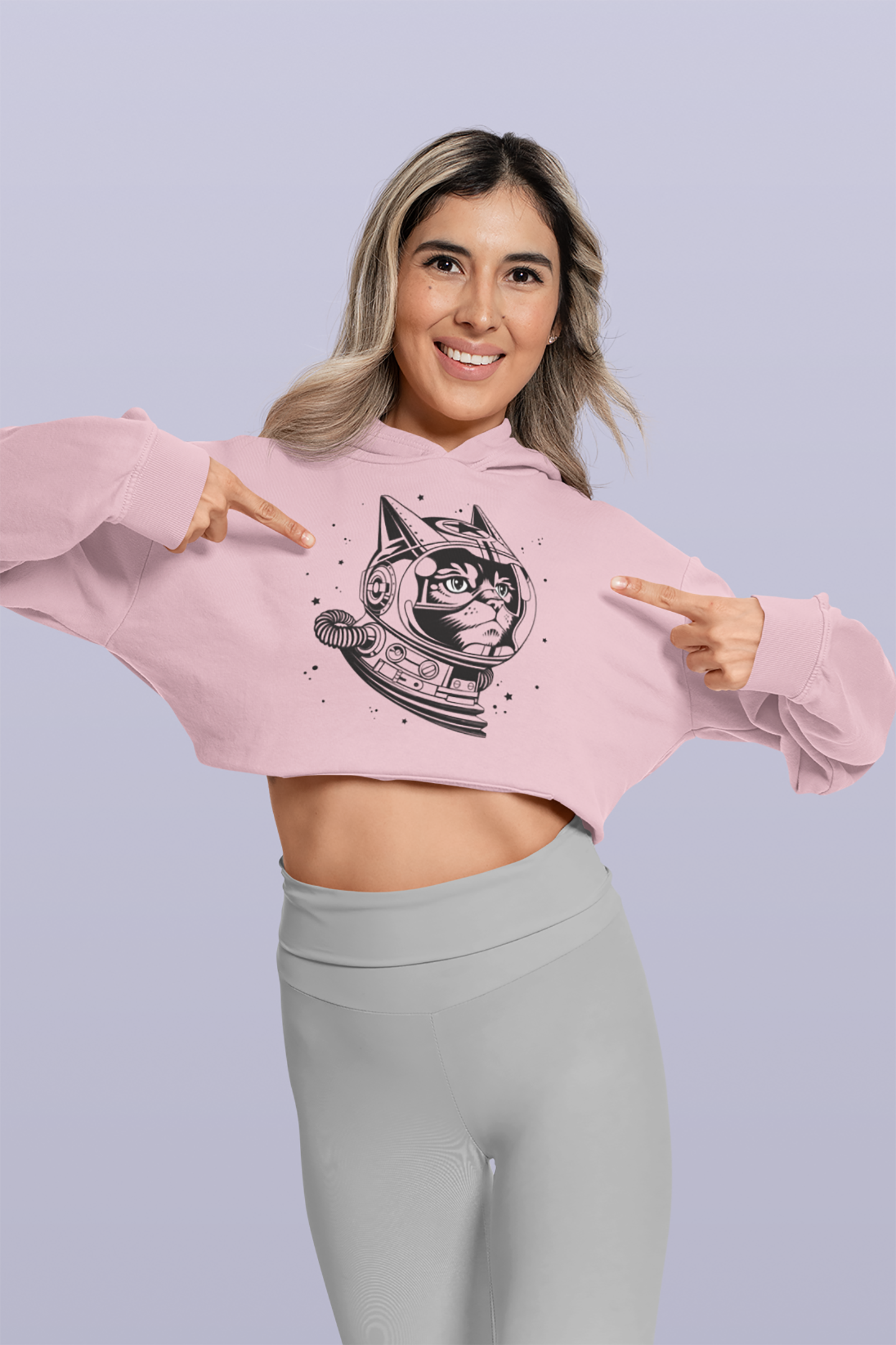 Space Cat Women’s Cropped Hooded Sweatshirt