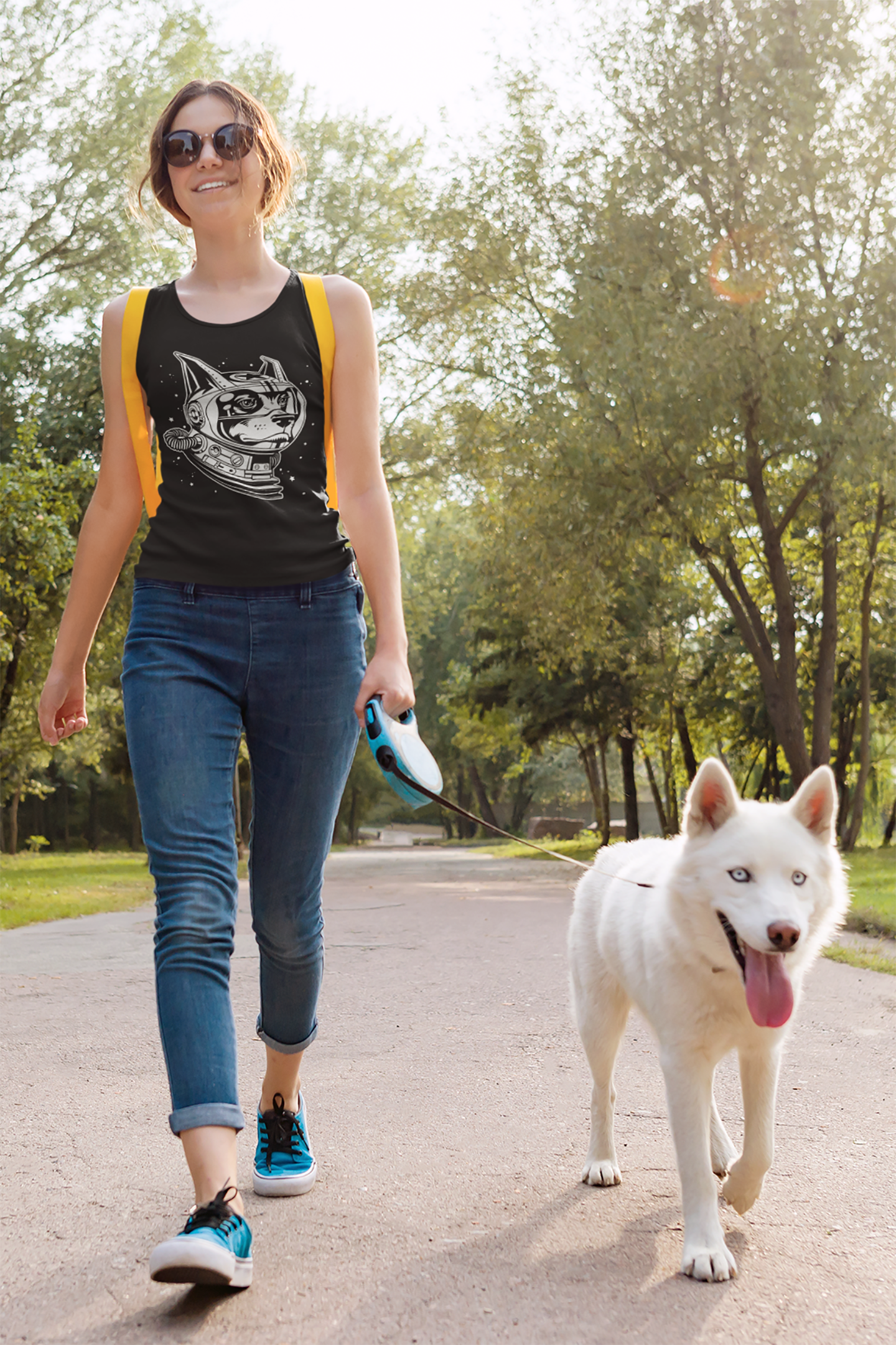 Space Dog Women's Racerback Tank Top