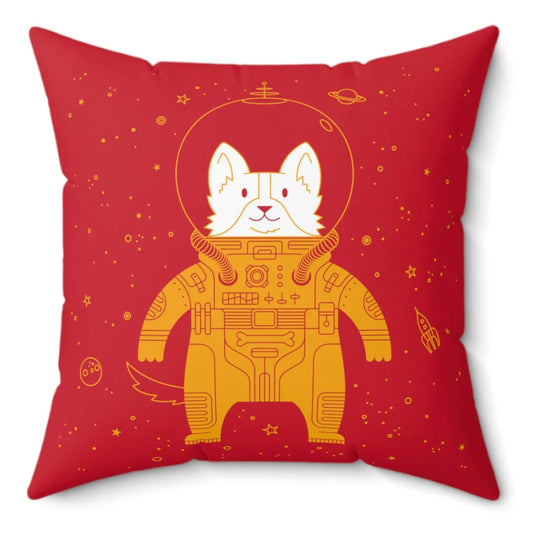 Dog in Space Spun Polyester Square Pillow