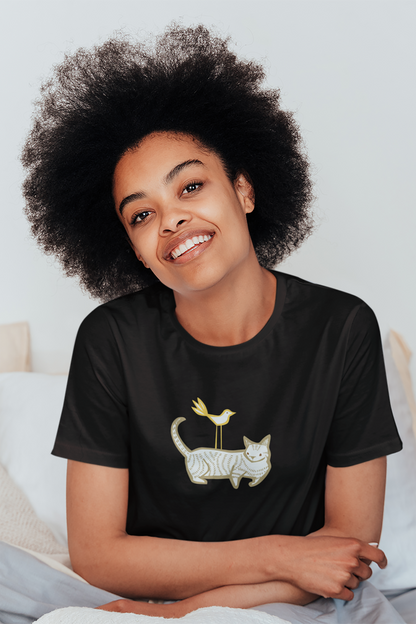 Cat & Bird Friends Women's Graphic Tee