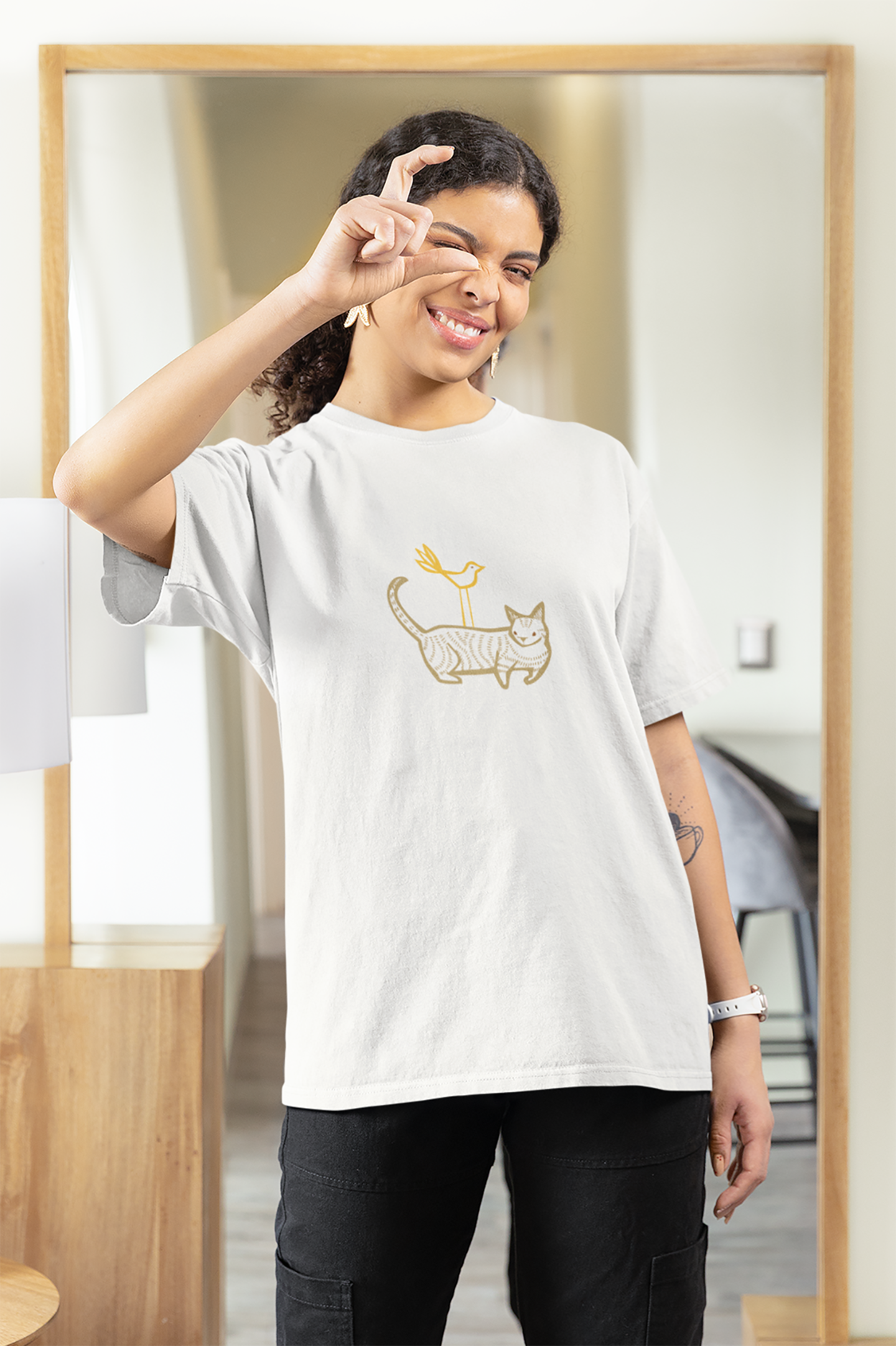 Cat & Bird Friends Women's Graphic Tee