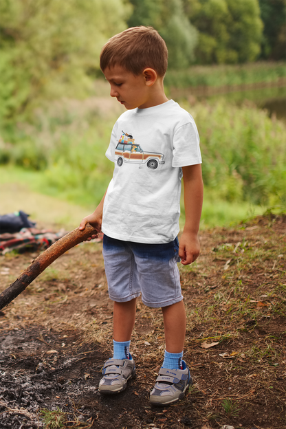 Jeep Wagoneer Camping Dog Kid's Heavy Cotton Tee