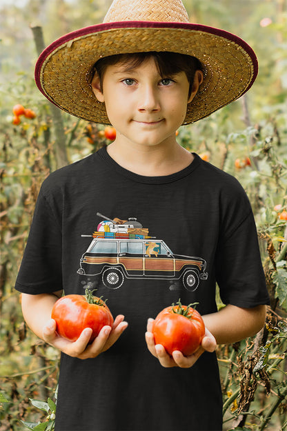 Jeep Wagoneer Camping Dog Kid's Heavy Cotton Tee