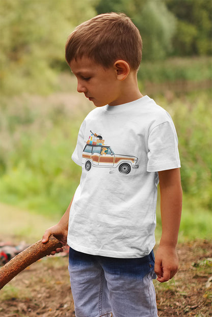 Jeep Wagoneer Camping Dog Kid's Heavy Cotton Tee