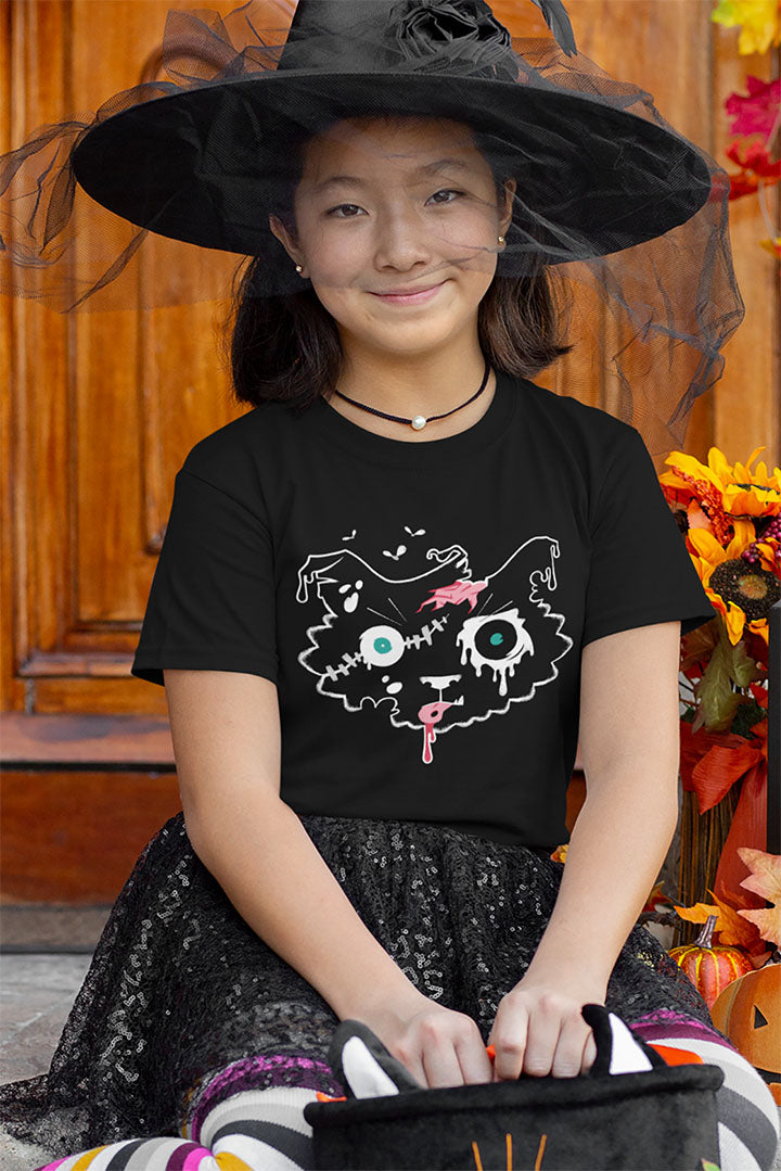 Zombie Cat Kid's Heavy Cotton Tee