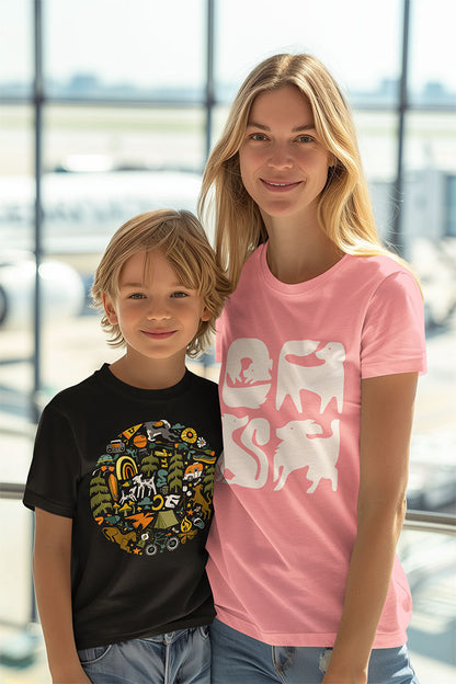 Camping Dogs Kids Heavy Cotton Graphic Tee