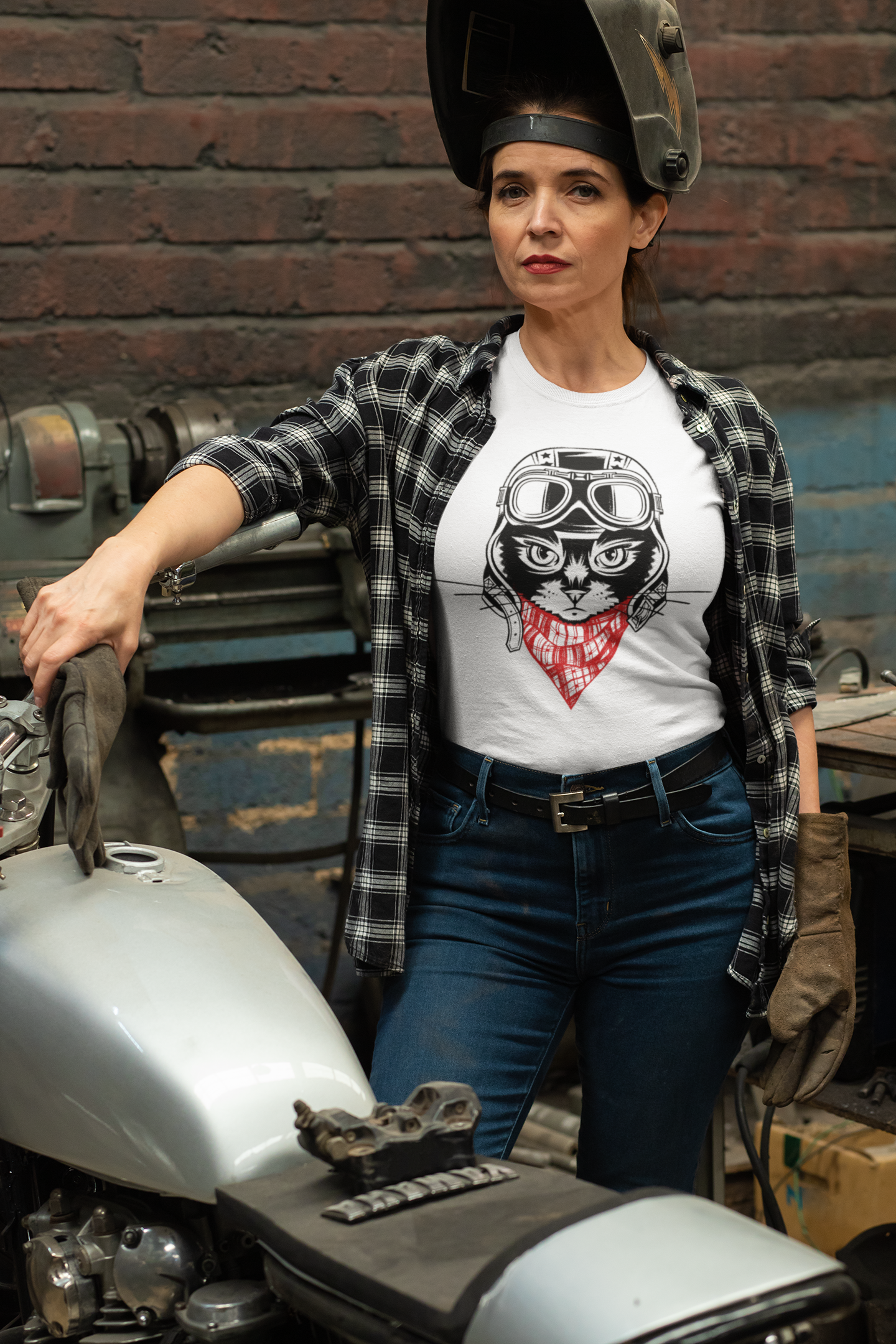 Motorcycle Cat Women's Graphic Tee