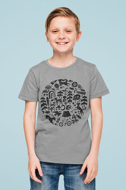 Camping Dogs Kids Heavy Cotton Graphic Tee
