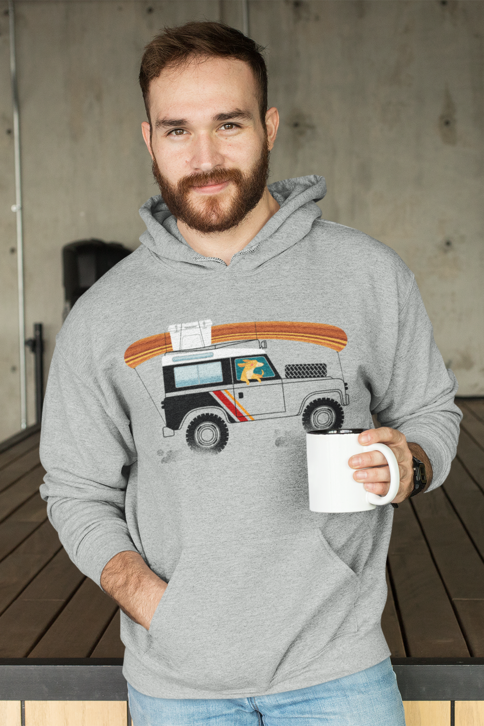 Land Rover Camping Dog Men's Hooded Sweatshirt