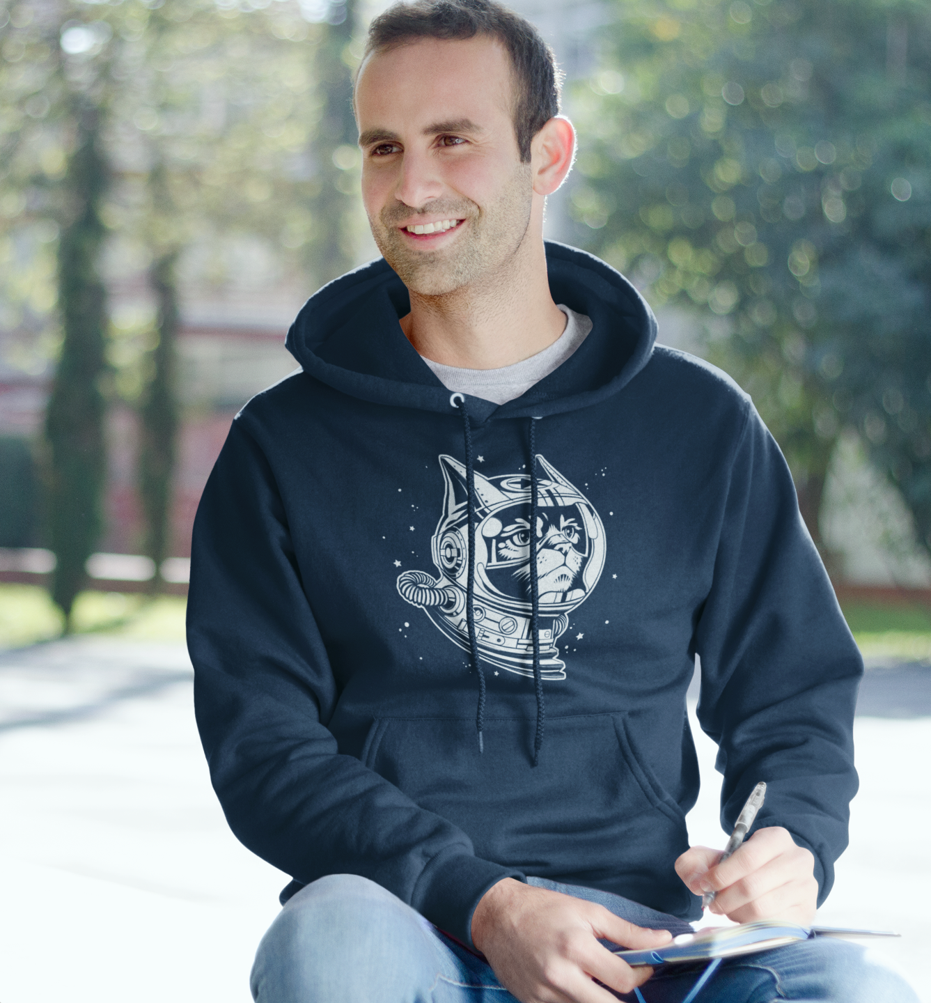 Space Cat Men's Hooded Sweatshirt