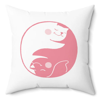 Pink Yin Yang Spun Polyester Square Pillow