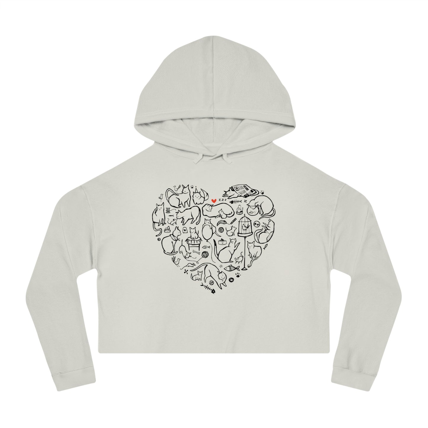 Cat Heart Women’s Cropped Hooded Sweatshirt