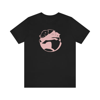 Pink Dog & Cat Hugging Women's Graphic Tee