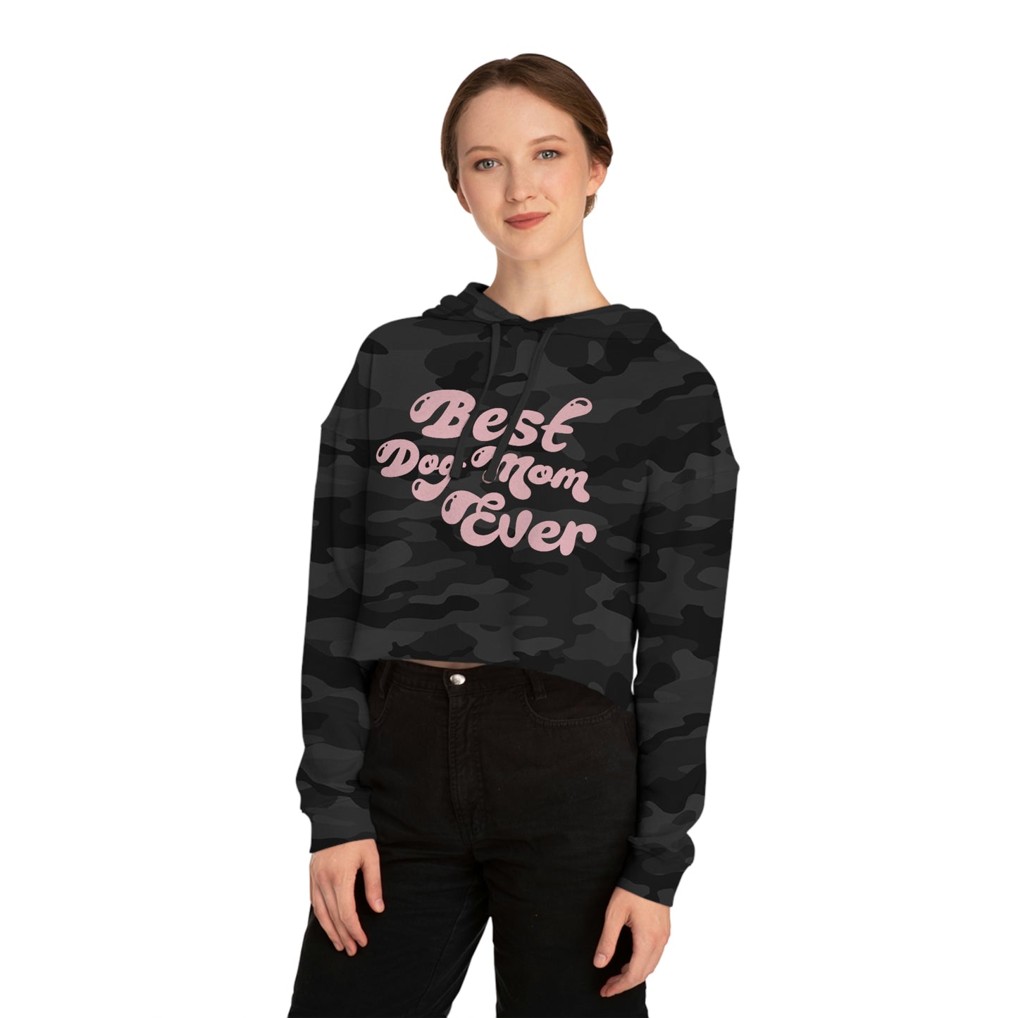 Best Dog Mom Ever Women’s Cropped Hooded Sweatshirt